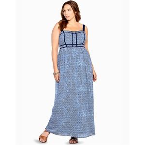 NWT Torrid Geo Print Blue Maxi Dress Size 12